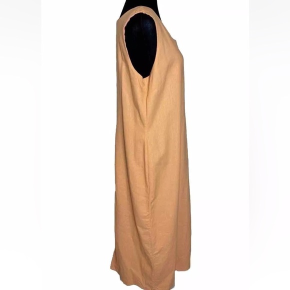 Vintage ISC Dress And Jacket Set Linen Blend L Orange Maxi Sleeveless Lagenlook - Picture 7 of 13